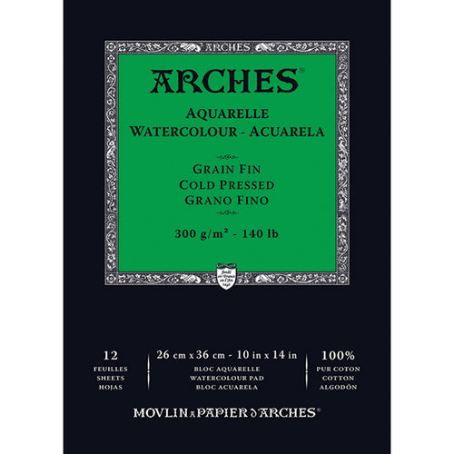 Arches Watercolor Cold Pressed Paper Pad 10"X14"