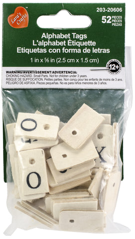 Alphabet Tags A-Z 52/Pkg