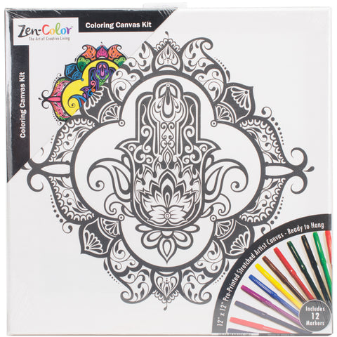 Adult Coloring Canvas 12"X12" W/12 Markers
