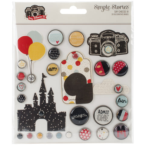Say Cheese III Metal Brads & Tags 28/Pkg