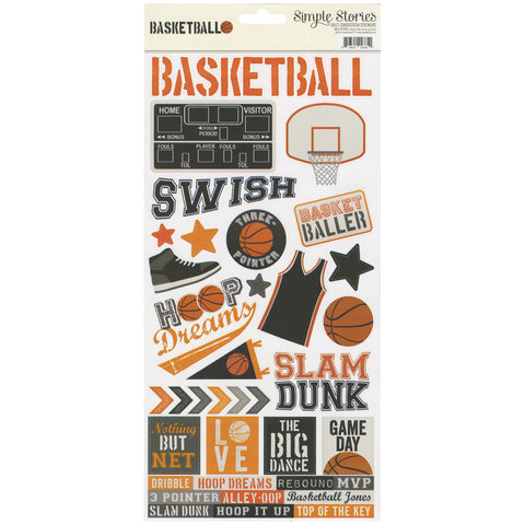 Simple Sets Basketball Cardstock Stickers 6"X12"