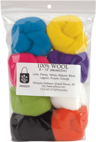 Wistyria Editions Wool Roving 12" .25oz 8/Pkg