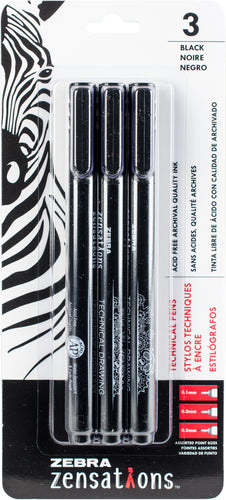 Zebra Zensations Technical Pens 3/Pkg