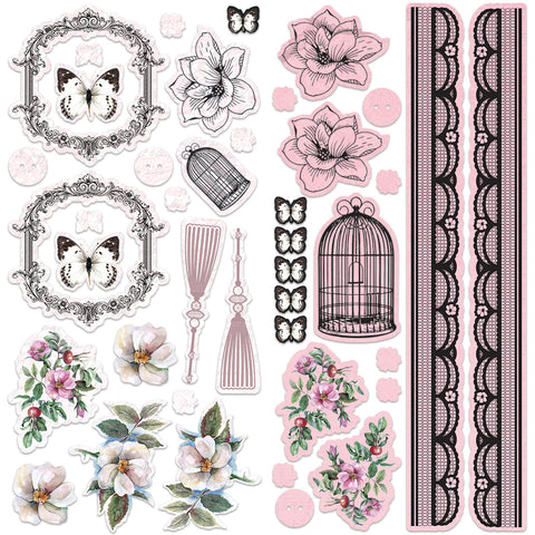 Ultimate Crafts Magnolia Lane Adhesive Chipboard