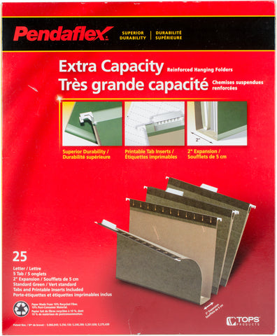 Pendaflex 2" Hanging File Folders Letter Size 25/Pkg