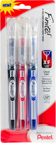 Pentel Finito Extra Fine Porous Point Pens 3/Pkg