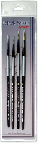 Black Silver Short Handle Brush Set 4/Pkg