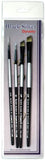 Black Silver Short Handle Brush Set 4/Pkg