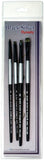 Black Silver Short Handle Brush Set 4/Pkg
