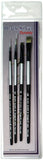 Black Silver Short Handle Brush Set 4/Pkg