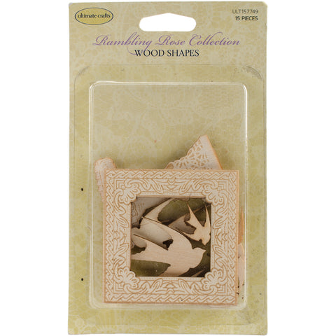 Ultimate Crafts Rambling Rose Wooden Shapes 15/Pkg