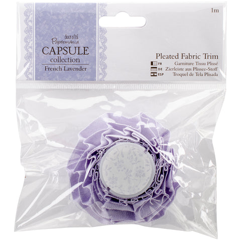 Papermania French Lavender Pleated Fabric Trim 1m