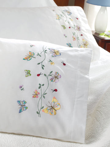 Bucilla Stamped Embroidery Pillowcase Pair 20"X30"