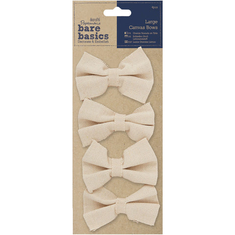 Papermania Bare Basics Large Canvas Bows 4/Pkg