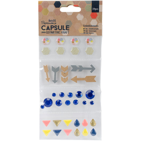 Papermania Geometric Kraft Embellishments 39/Pkg