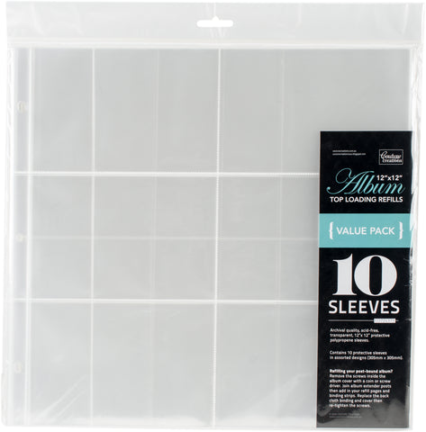 Couture Creations 3-Ring Page Protectors 12"X12" 10/Pkg