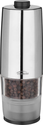 Stainless Steel One Hand Battery Operated Pepper Mill 6"