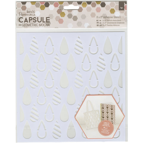 Papermania Geometric Mocha Adhesive Stencil 8"X8"