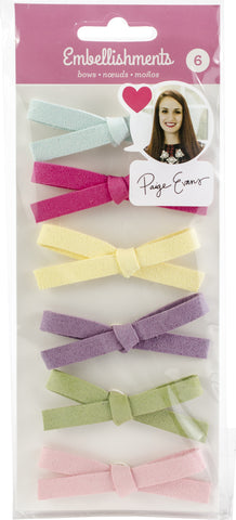 Paige Evans Adhesive Faux Suede Bows 6/Pkg