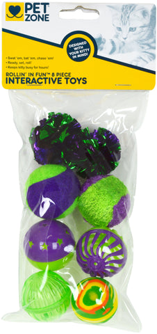 Pet Zone Rollin' In The Fun Ball Pack 8/Pkg