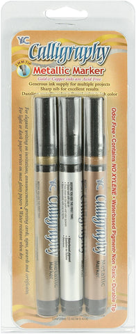 Calligraphy Metallic Markers 2mm 3/Pkg