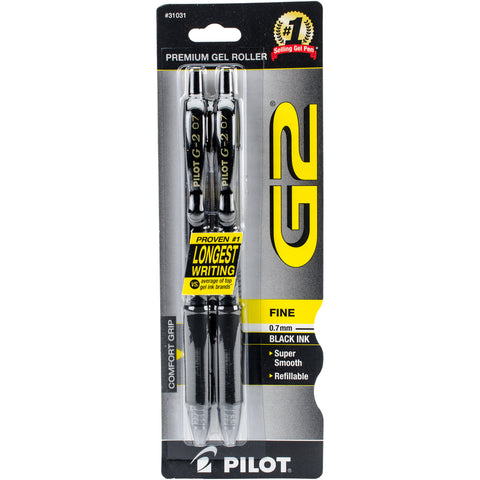 Pilot G2 Premium Gel Roller Pen Fine .7mm 2/Pkg