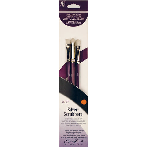 Silver Scrubber Stiff Synthetic Brush Set 3/Pkg