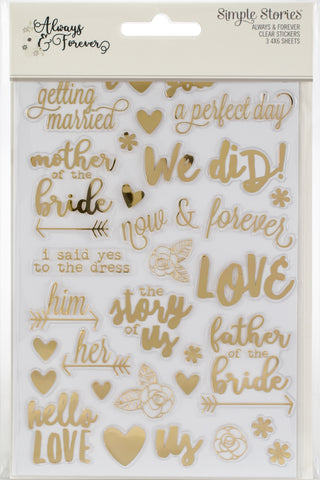 Always & Forever Clear Stickers 4"X6" 3/Pkg