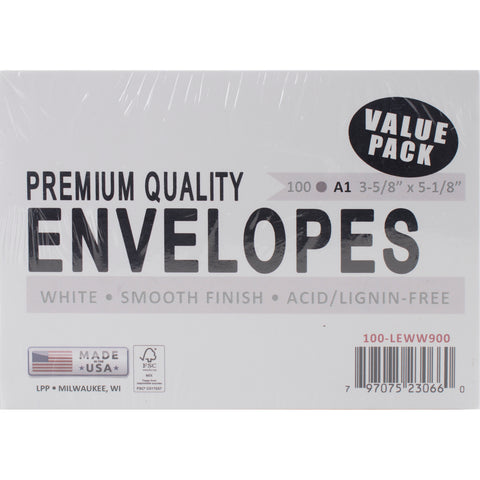 Leader A1 Envelopes (3.625"X5.125") 100/Pkg