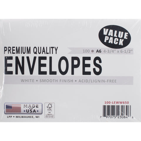Leader A6 Envelopes (4.75"X6.5") 100/Pkg