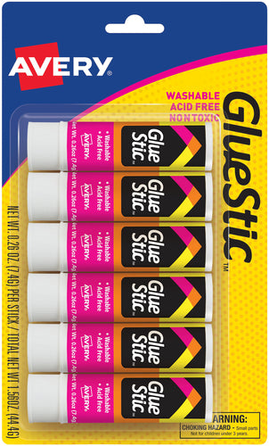 Avery Glue Stic Permanent Adhesive 6/Pkg
