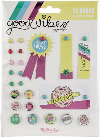 Good Vibes Decorative Brads 24/Pkg