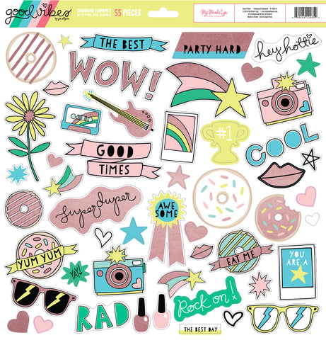 Good Vibes Chipboard Elements 12"X12"