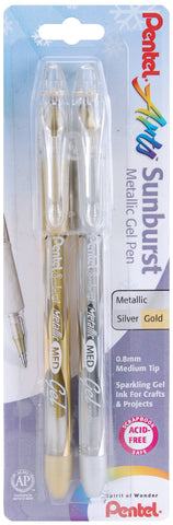 Pentel Sunburst Metallic Gel Pen .8mm 2/Pkg