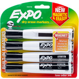 Expo Magnetic Dry Erase Chisel Marker With Eraser 4/Pkg