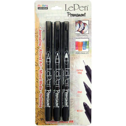 Le Pen Extra Fine, Fine, & Bold Points 3/Pkg