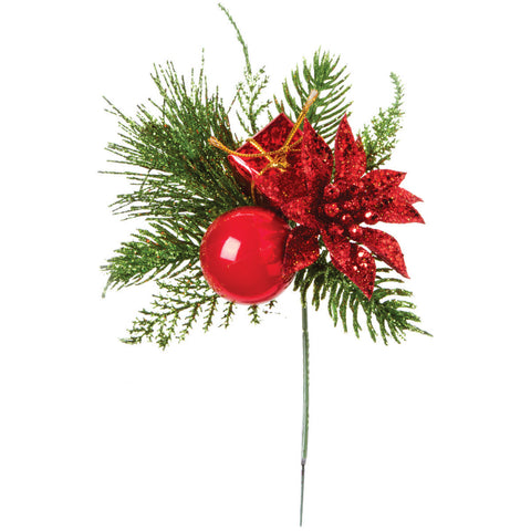 Poinsettia & Box Pick 8"