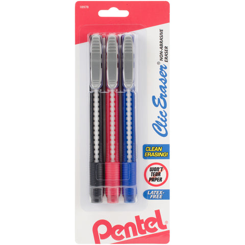 Clic Retractable Erasers 3/Pkg