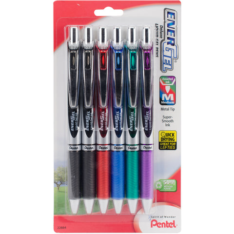 Pentel EnerGel RTX Retractable Liquid Gel Pen .7mm 6/Pkg
