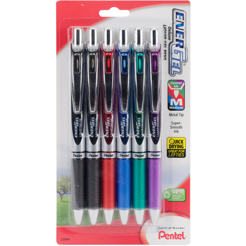 Pentel EnerGel RTX Retractable Liquid Gel Pen .7mm 6/Pkg