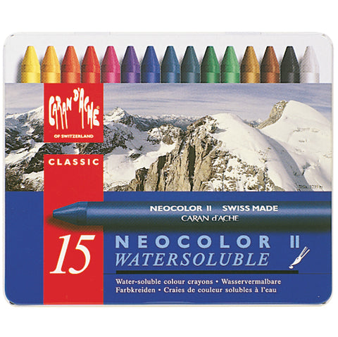 Caran D'Ache NeoColor II Water Soluble Wax Pastel Set 15/Pkg