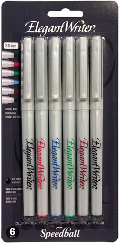 Speedball Elegant Writer Calligraphy Assorted Markers 6/Pkg