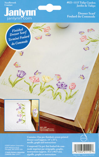 Janlynn Stamped Embroidery Dresser Scarf 14"X35"