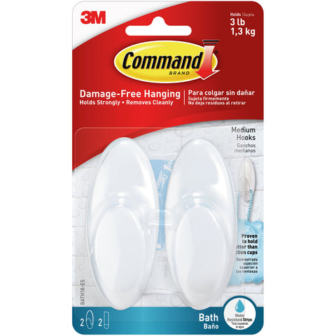 Command Bath Hook 2/Pkg