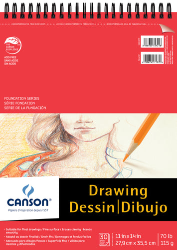 Canson Foundation Series Spiral Drawing Pad 11"X14"