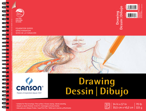 Canson Foundation Series Spiral Drawing Pad 14"X17"