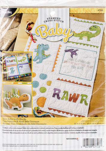 Bucilla Stamped Quilt Blocks Cross Stitch Kit 15"X15" 3/Pkg