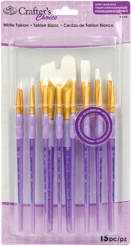 Crafter's Choice White Taklon Brush Value Set