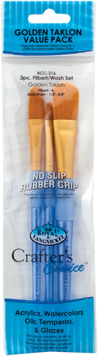 Crafter's Choice Gold Taklon Filbert/Wash Brush Set