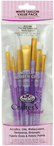 Crafter's Choice White Taklon Flat Brush Variety Set